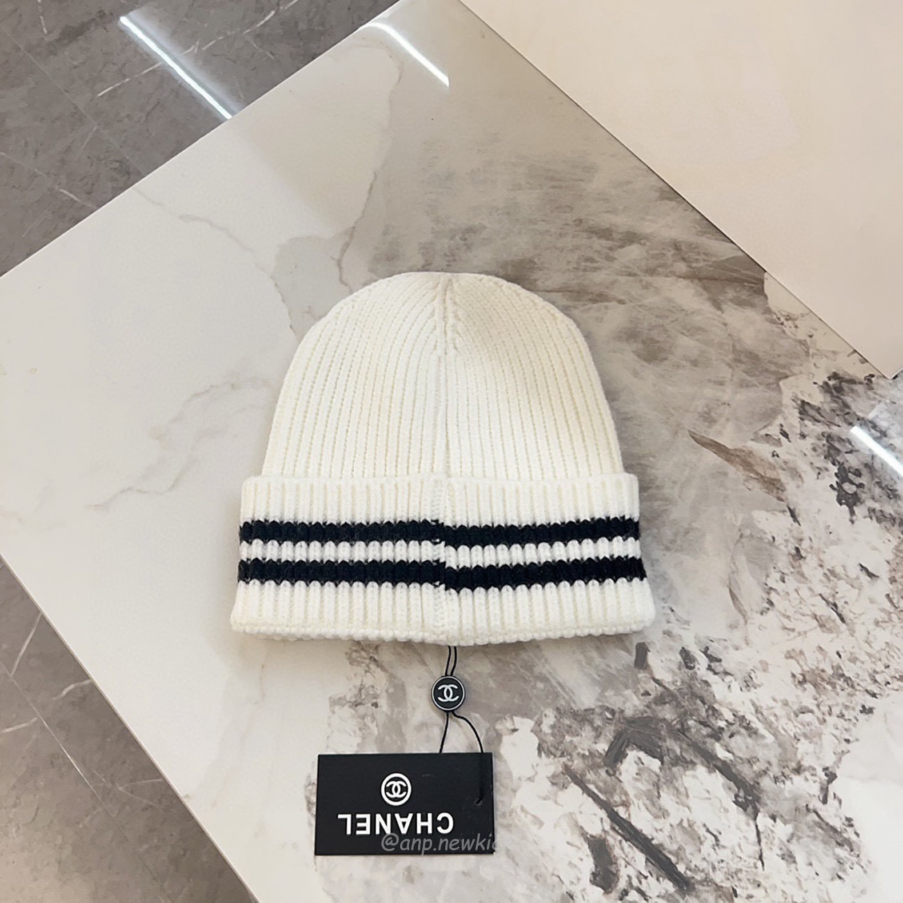 Chanel Knitted Cold Hat White Black Gray Brown (11) - newkick.org